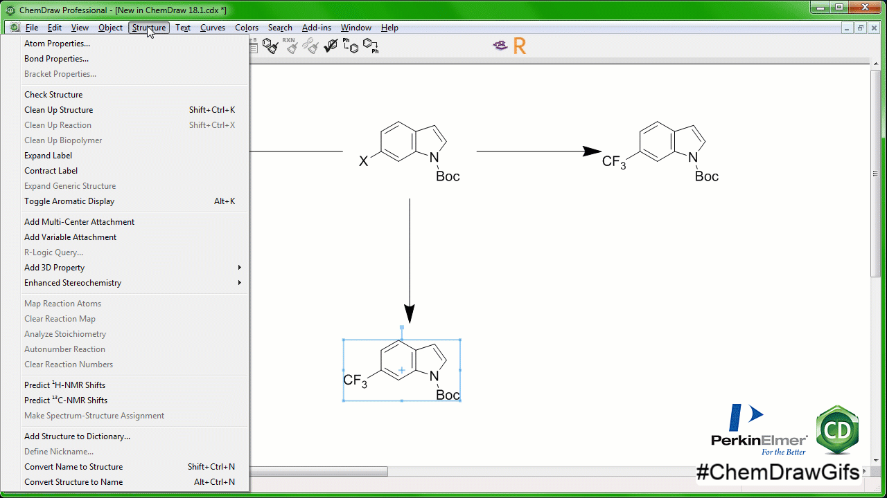how to make chemdraw number structure